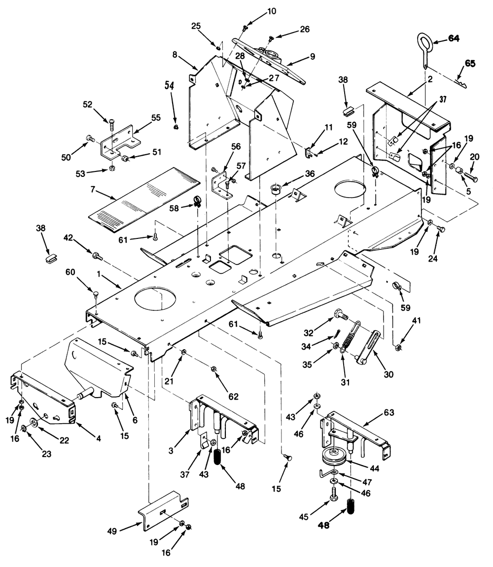 Frame Assembly Diagram and Parts List for R2-12O501 1000001 - 1999999 Toro Lawn Tractor