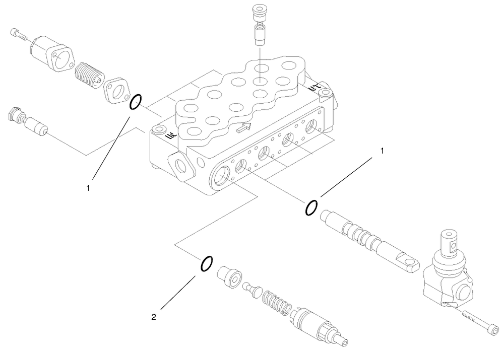Hydraulic Valve Assembly No. 99-3032 Diagram and Parts List for 22305 990001 - 991007 Toro Lawn Tractor Accessories