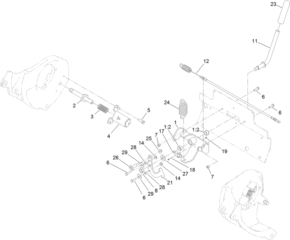 Brake Assembly Diagram and Parts List for 22328HD 402000000 - 403099999 Toro Lawn Tractor Accessories