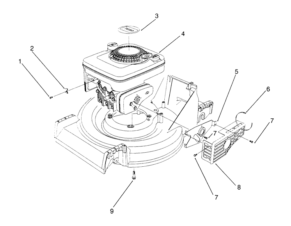 Engine Assembly Diagram and Parts List for 26562 0000001 - 0999999 Toro Lawn Mower