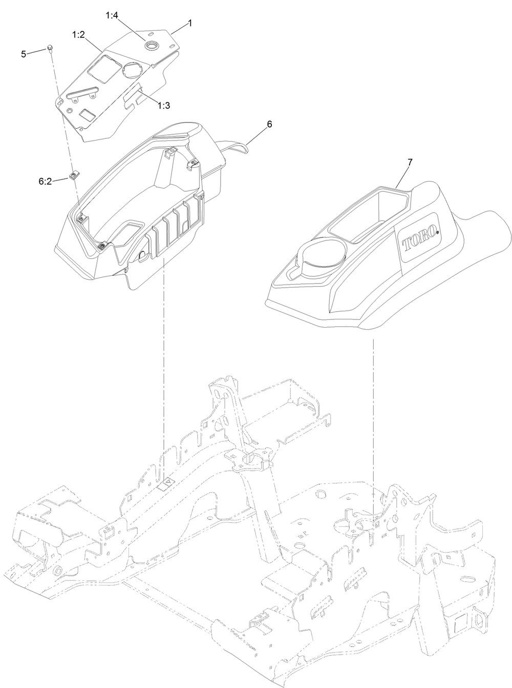 Console And Control Assembly Diagram and Parts List for 75932 400000000-402364806 Toro Lawn Mower