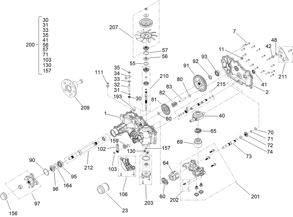 Lh Transmission Assembly No. 147-0362 Diagram and Parts List for 44424TE 413000000 - 999999999 Toro Lawn Mower