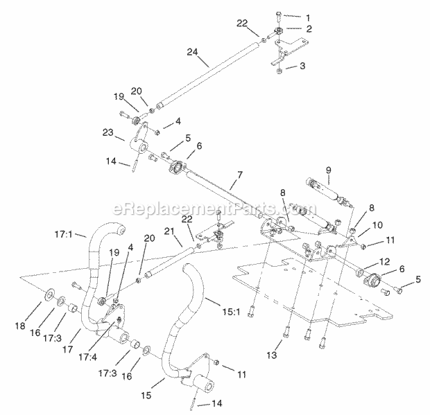 Steering Control Assembly Diagram and Parts List for 74804TE 220000001-220999999 Toro Lawn Mower