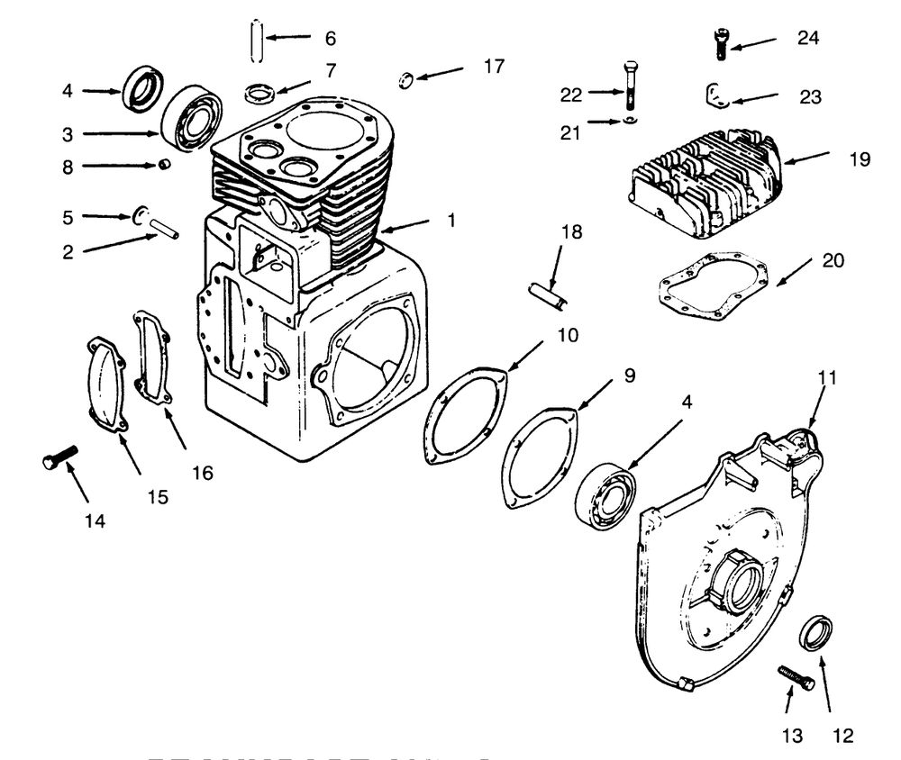 Crankcase And Cylinder Head Diagram and Parts List for 73400 6900001 - 6999999 Toro Lawn Tractor