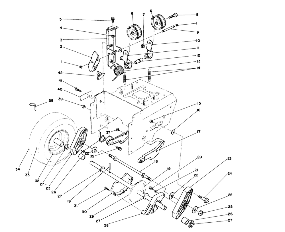 Traction Drive Assembly Diagram and Parts List for 38570 0000001 - 0999999 Toro Snow Blower
