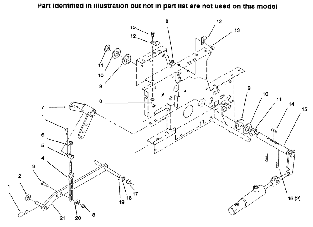 Hydraulic Lift System Diagram and Parts List for 73423 6900001 - 6999999 Toro Lawn Tractor