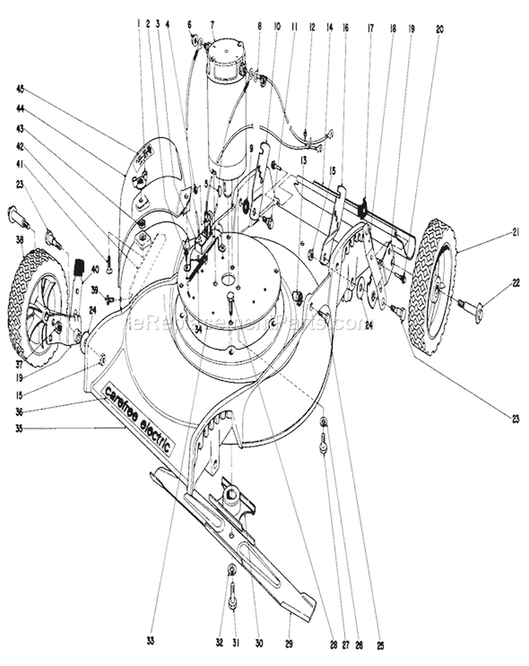 Housing Assembly Diagram and Parts List for 17005 6000001-6999999 - 1976 Toro Lawn Mower