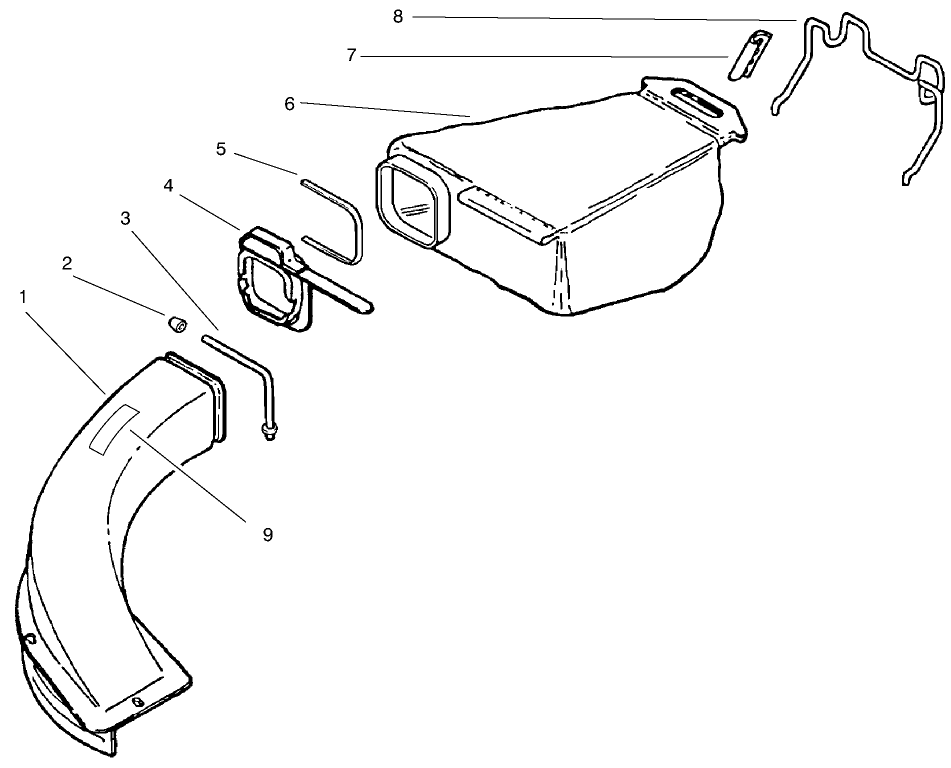 Rear Catcher Assembly Diagram and Parts List for 20708 7900001 - 7999999 Toro Lawn Mower
