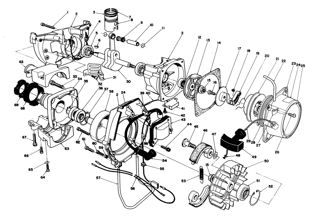 Engine Assembly Diagram and Parts List for 51645 6000001 - 6999999 Toro Trimmer