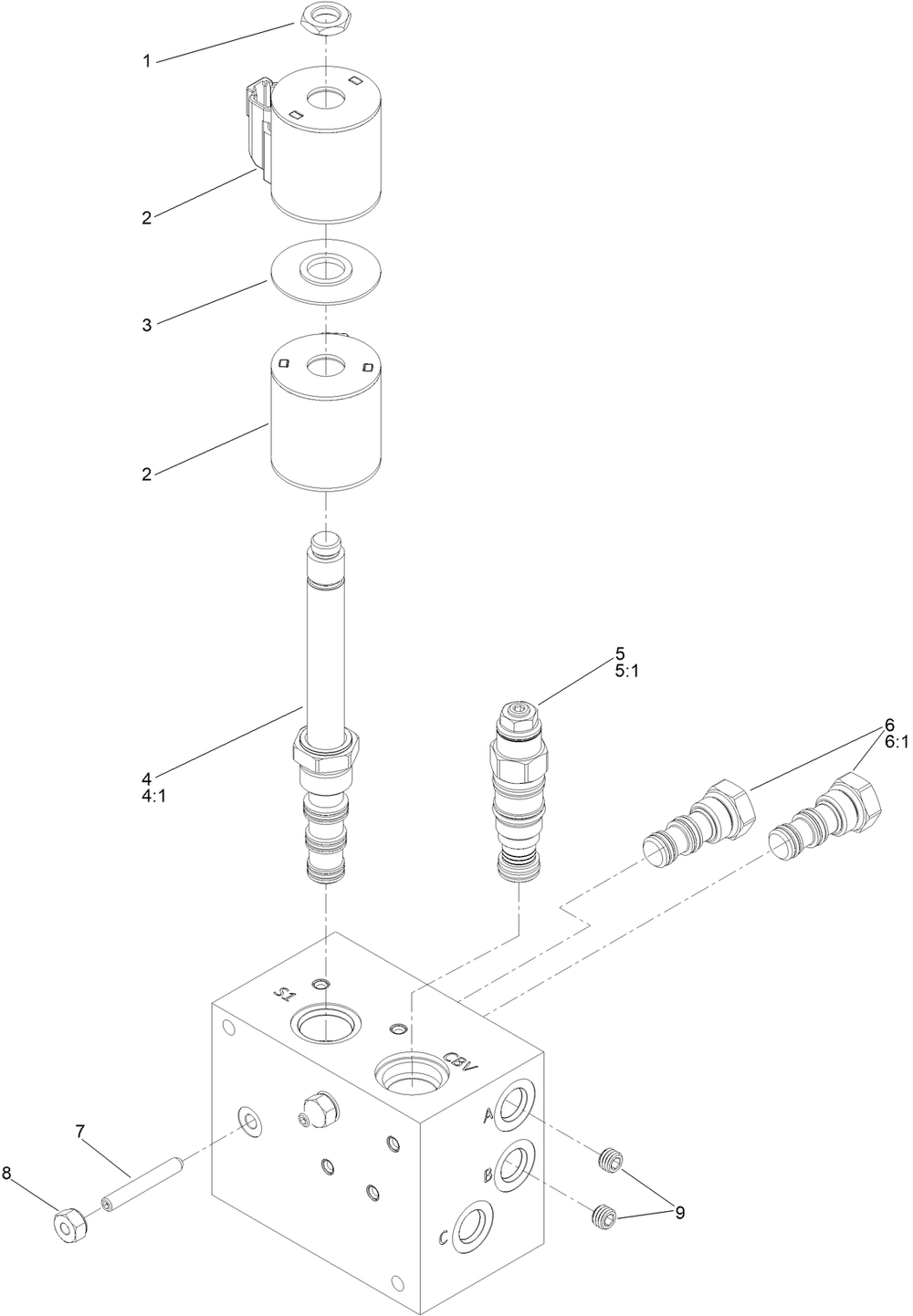 Lift And Hold Valve Assembly No. 142-4922 Diagram and Parts List for 72098 413000000 - 999999999 Toro Lawn Tractor
