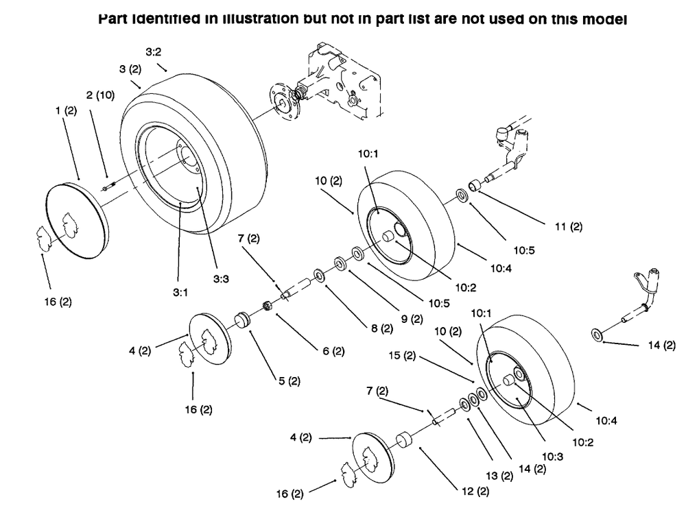 Wheels And Tires Diagram and Parts List for 73423 6900001 - 6999999 Toro Lawn Tractor
