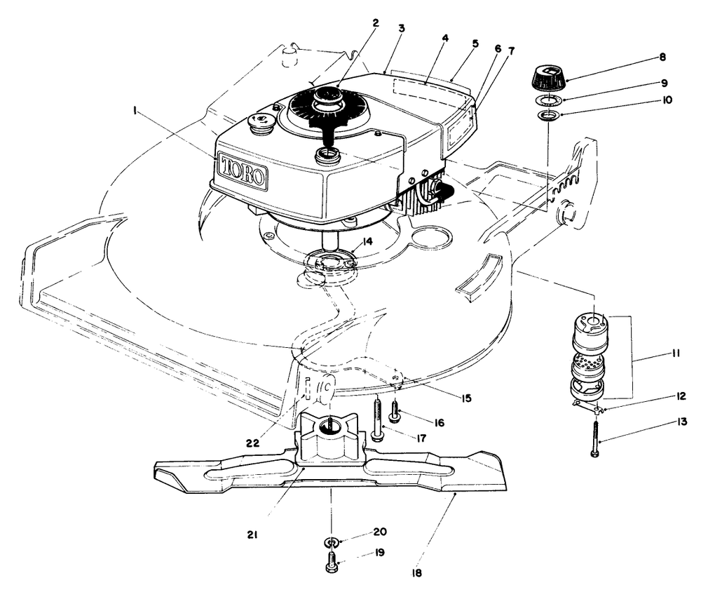 Engine Assembly Diagram and Parts List for 20705 4000001 - 4999999 Toro Lawn Mower