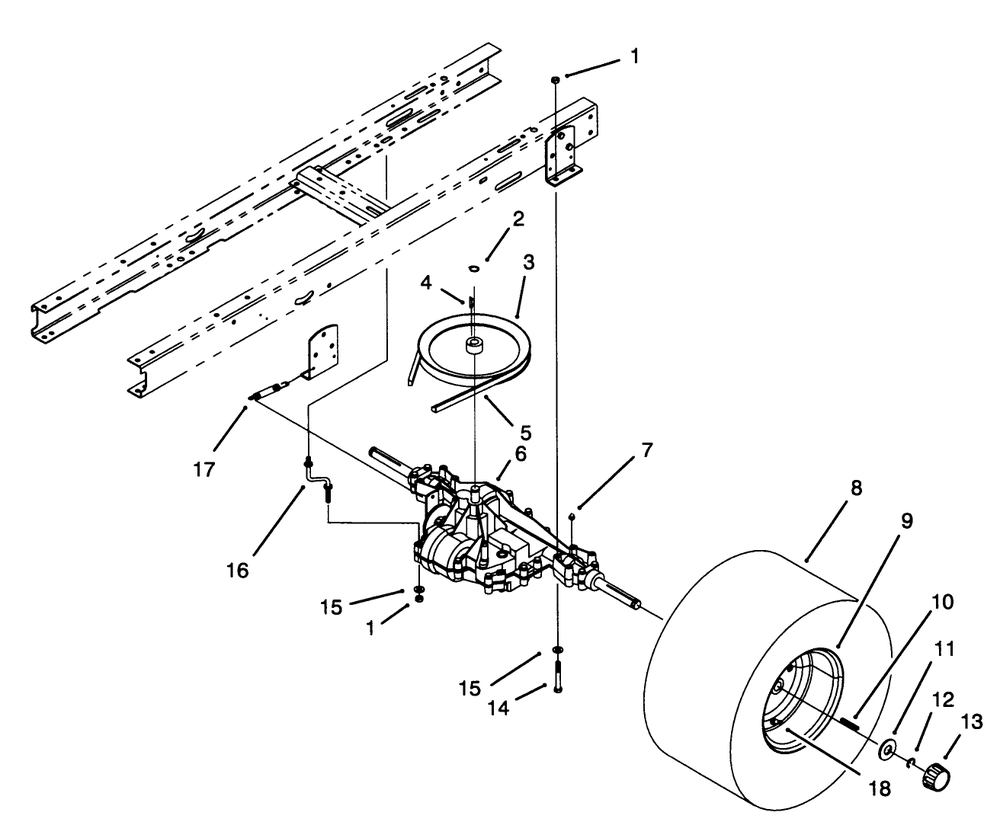 Transaxle Assembly Diagram and Parts List for 71202 4900001 - 4999999 Toro Lawn Tractor