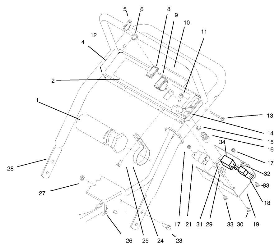 Handle Assembly Diagram and Parts List for 30165 890001 - 899999 Toro Lawn Tractor Accessories