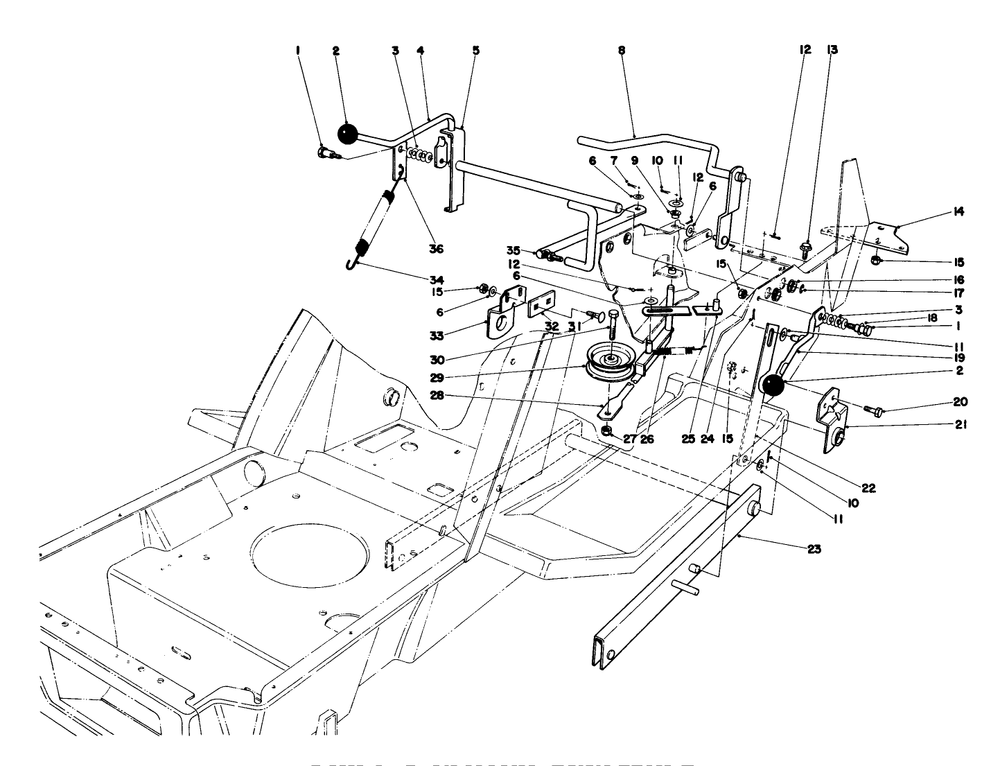 Shift & Clutch Assembly Diagram and Parts List for 57365 6000001 - 6999999 Toro Lawn Tractor