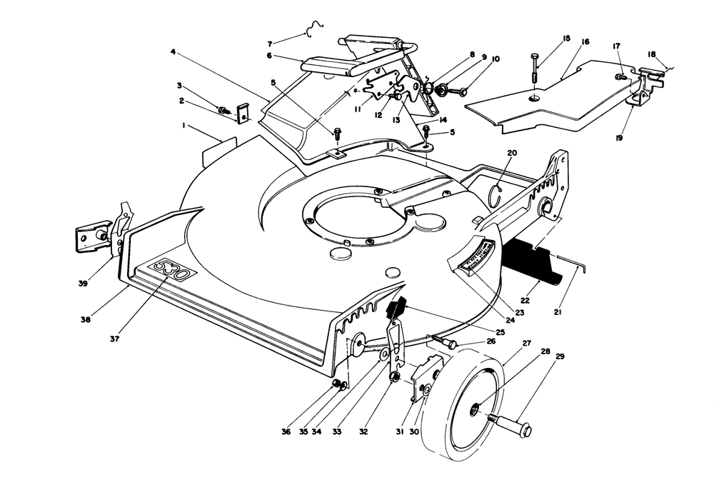 Housing Assembly Diagram and Parts List for 20626C 6000001 - 6999999 Toro Lawn Mower