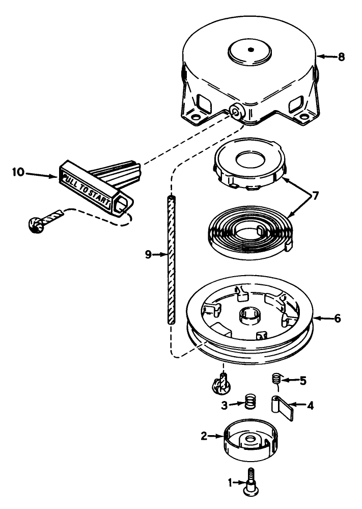 Rewind Starter No. 590537 Diagram and Parts List for 38162 8000001 - 8999999 Toro Snow Blower