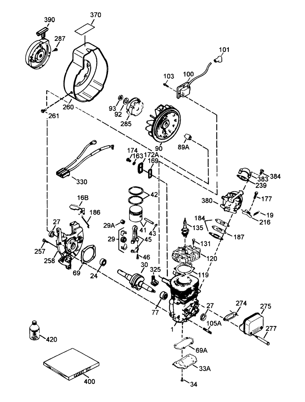 Engine Tecumseh Model No. Hsk600 Type 1659-S (Model No. 38190 Only) (Continued) Diagram and Parts List for 38190 49000001 - 49999999 Toro Snow Blower