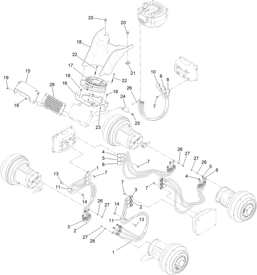 Drivetrain Electrical Connection Assembly Diagram and Parts List for 22219 400000000 - 999999999 Toro Lawn Tractor Accessories