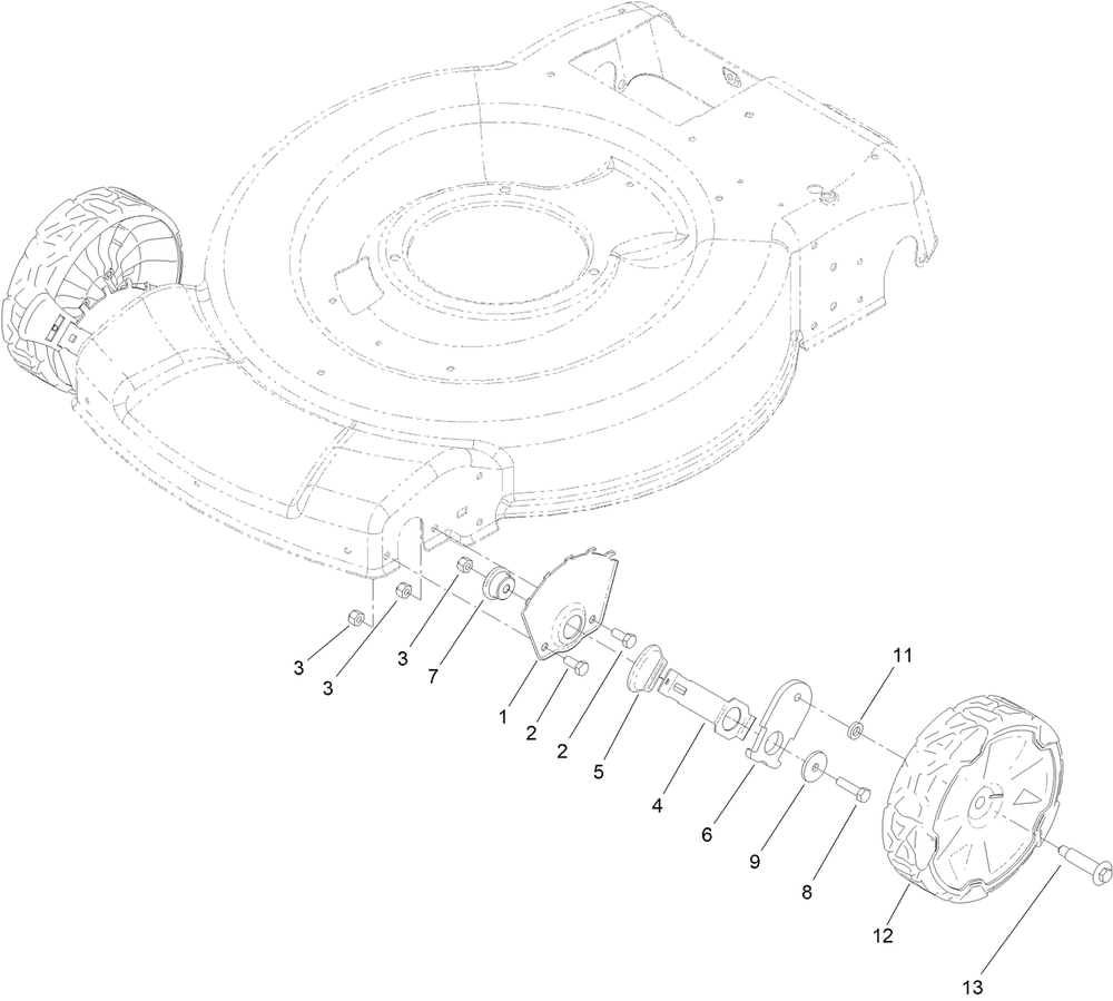 Front Wheel And Hoc Assembly Diagram and Parts List for 21466 410404081 - 411699999 Toro Lawn Mower