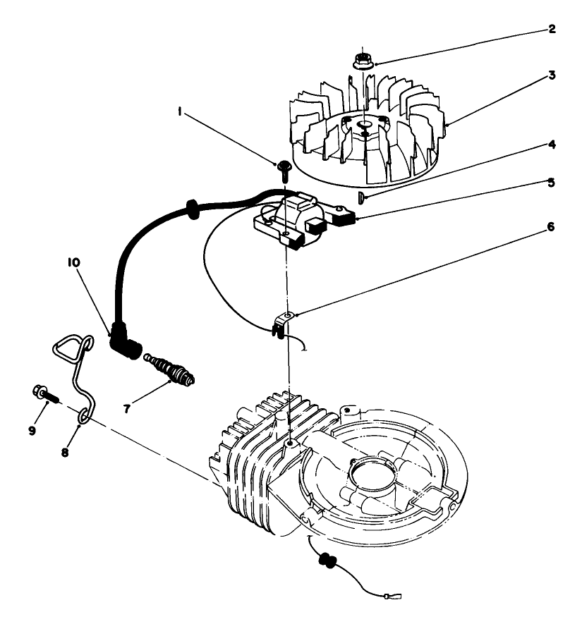 Flywheel And Magneto Assembly (Model No. 47pg6) Diagram and Parts List for 22035C 7000001 - 7999999 Toro Lawn Mower