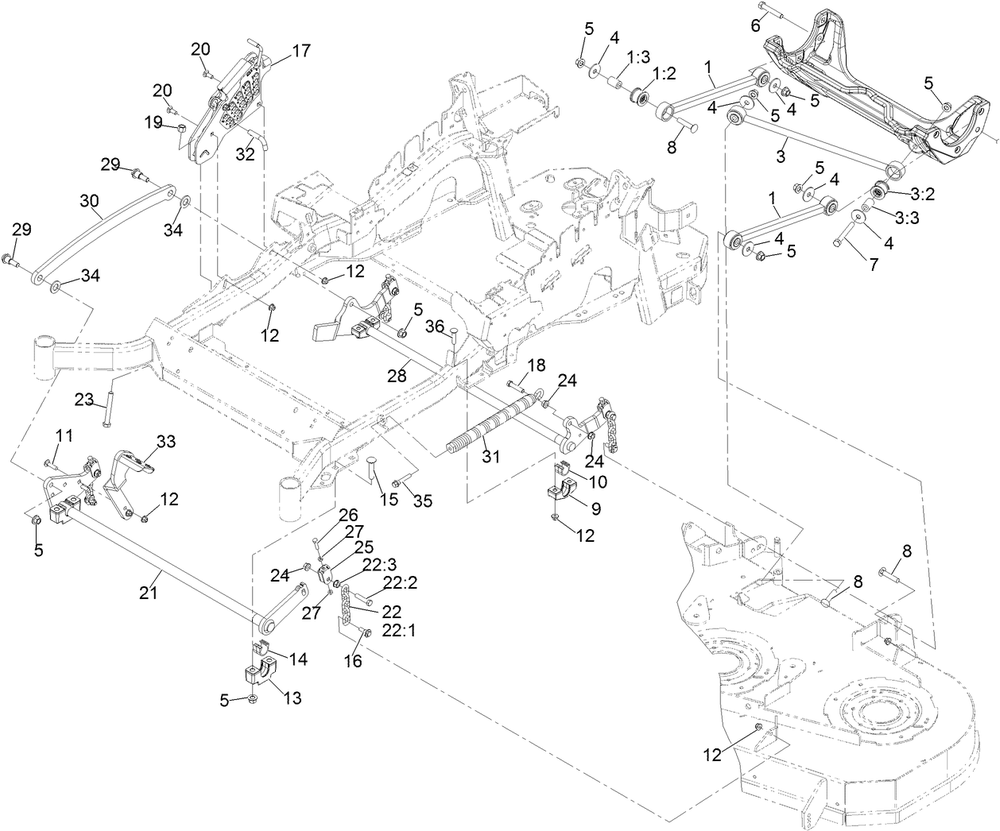 Deck Lift Assembly Diagram and Parts List for 72911 413000000 - 999999999 Toro Lawn Tractor
