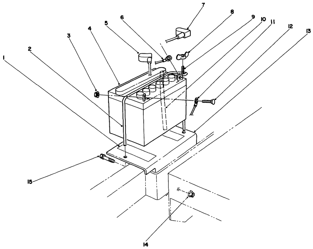 Battery Assembly Diagram and Parts List for 30106 0000001 - 0999999 Toro Lawn Tractor Accessories