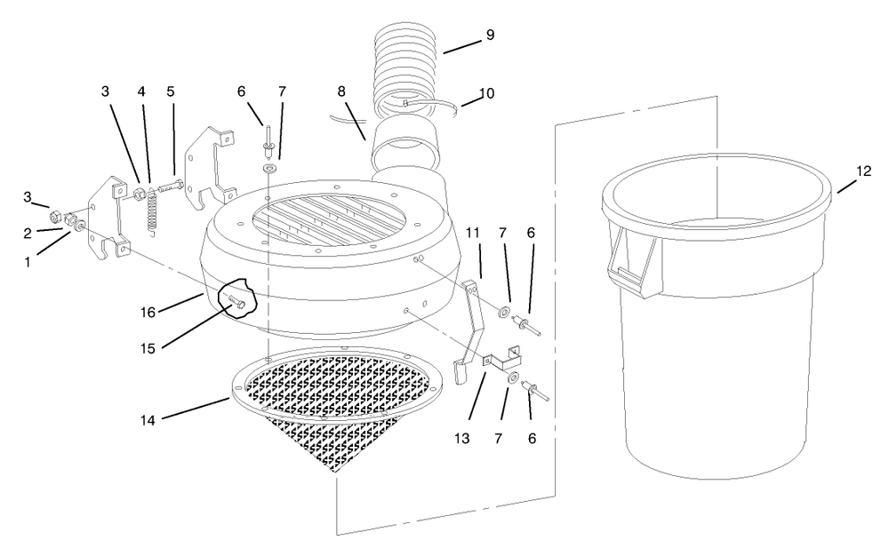 Canister Assembly Diagram and Parts List for 79433 890001 - 899999 Toro Lawn Tractor