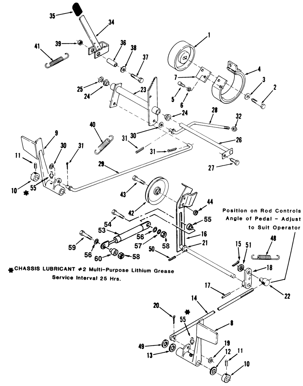 Clutch, Brake And Speed Control Linkage Diagram and Parts List for 31-10K802 1000001 - 1999999 Toro Lawn Tractor