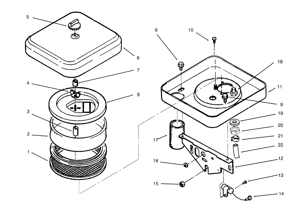 Air Cleaner Diagram and Parts List for 73501 59000412 - 59002868 Toro Lawn Tractor