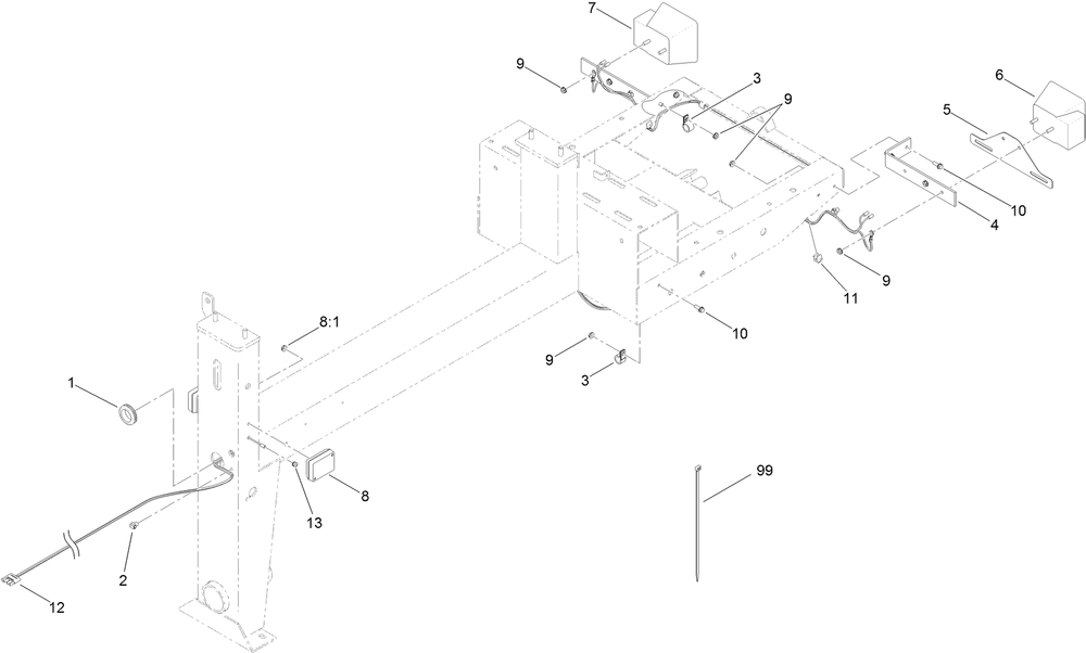Trailer Light Assembly Diagram and Parts List for 60216C 400000000 - 404319999 Toro Cement Mixer