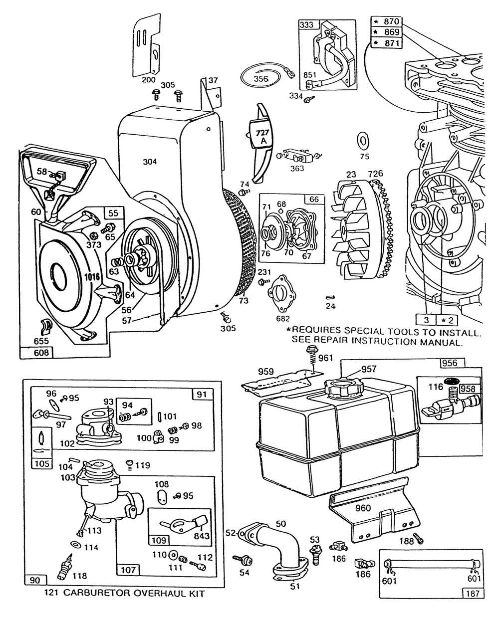 Engine Briggs & Stratton Model 190406 Type 3104-01 (Continued) Diagram and Parts List for 38570 1000001 - 1999999 Toro Snow Blower