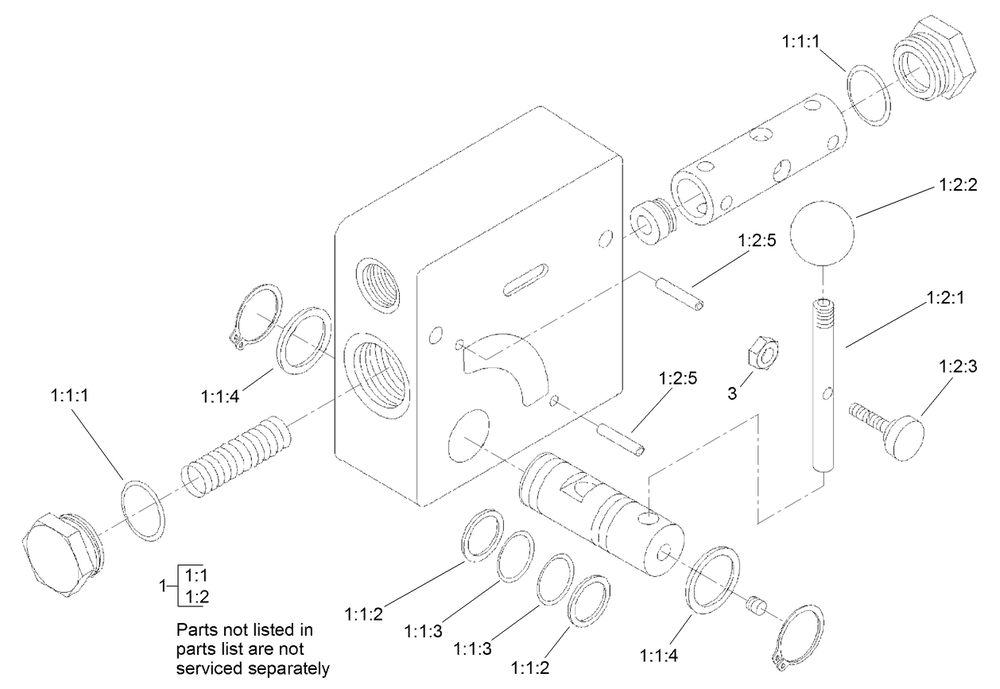 Hydraulic Valve Assembly No. 104-4221 Diagram and Parts List for 22337CP 410400000 - 999999999 Toro Lawn Tractor Accessories