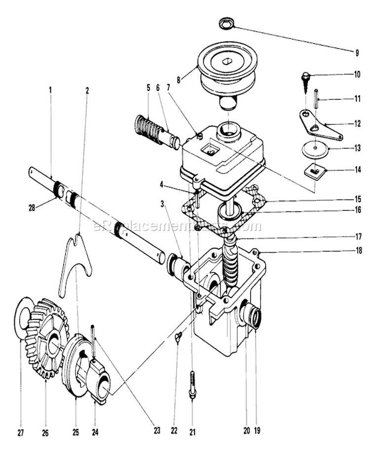 Gear Case Assembly Diagram and Parts List for 18010 1000001-1999999 - 1981 Toro Lawn Mower