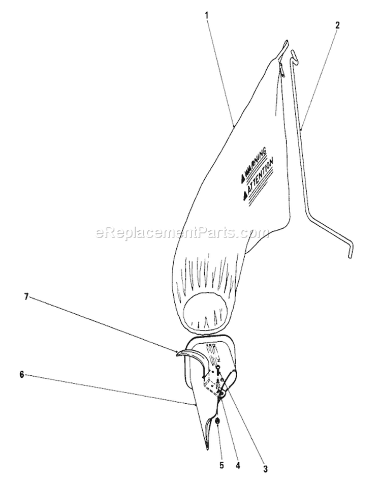 Giant Bag Diagram and Parts List for 18010 1000001-1999999 - 1981 Toro Lawn Mower
