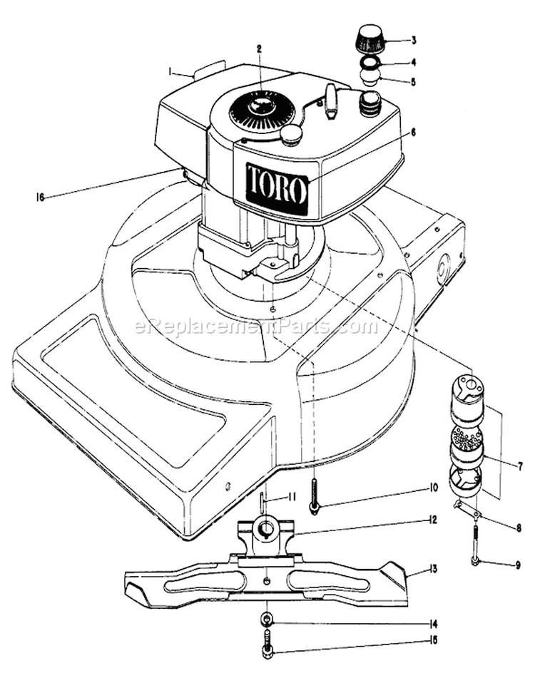 Engine Diagram and Parts List for 18015 0000001-0999999 - 1980 Toro Lawn Mower
