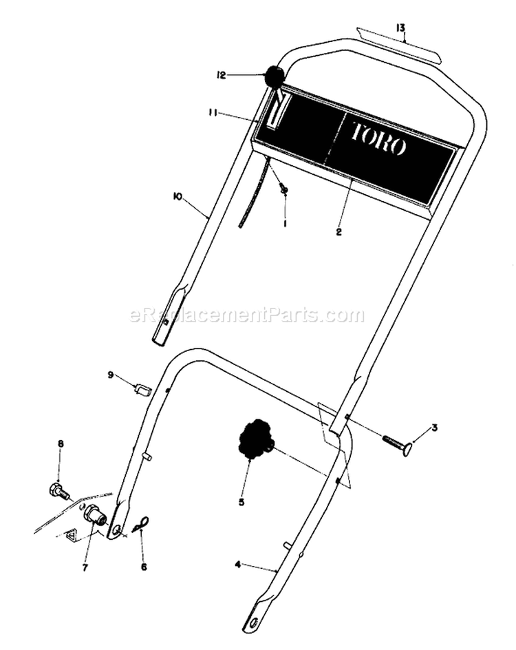 Handle Assembly Diagram and Parts List for 18015 0000001-0999999 - 1980 Toro Lawn Mower