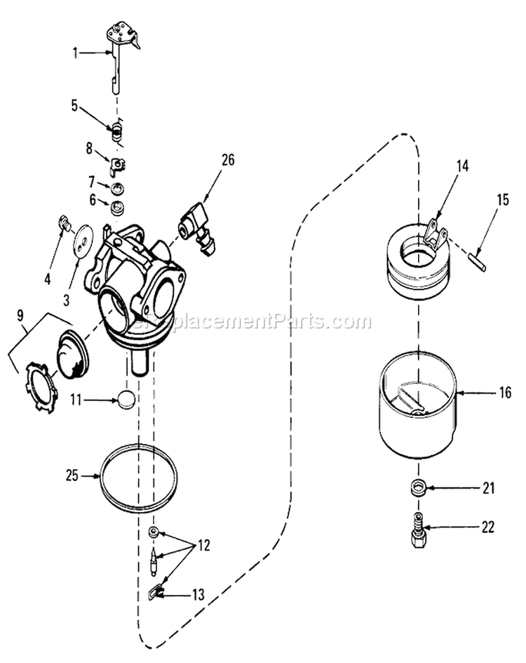 Carburetor Assembly Diagram and Parts List for 18015 9000001-9999999 - 1979 Toro Lawn Mower