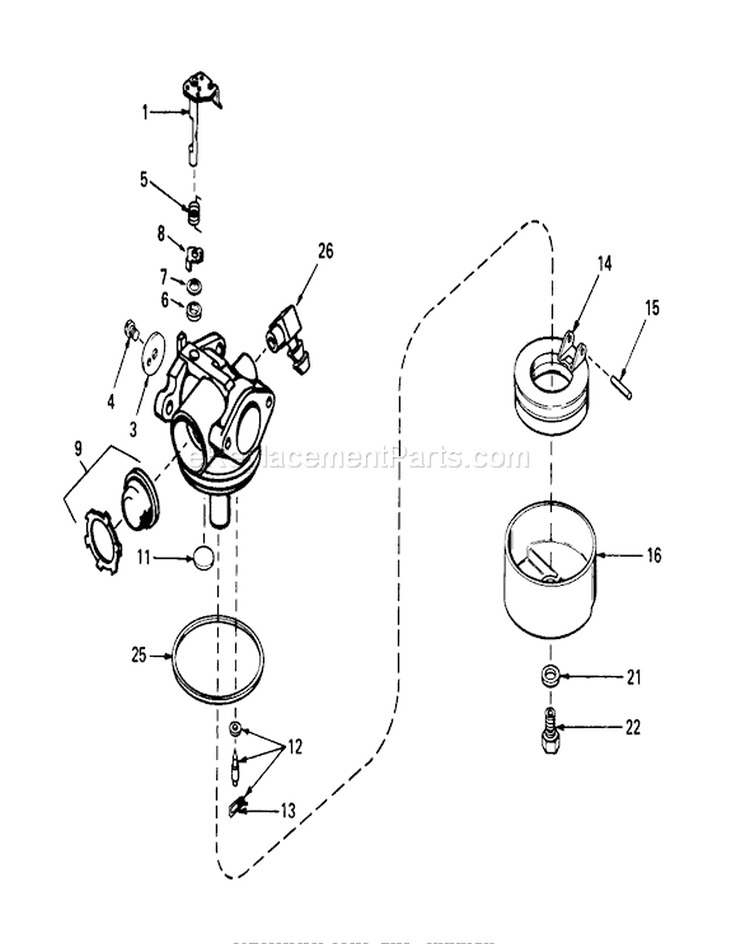 Carburetor Assembly Diagram and Parts List for 18017 0000001-0999999 - 1980 Toro Lawn Mower
