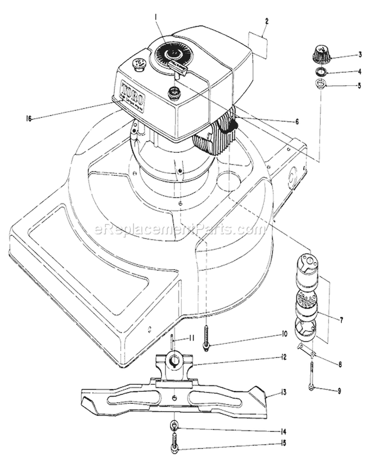 Engine Diagram and Parts List for 18060 8000001-8999999 - 1978 Toro Lawn Mower