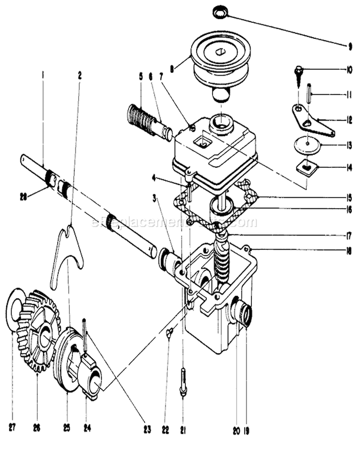 Gear Case Assembly Diagram and Parts List for 18060 9000001-9999999 - 1979 Toro Lawn Mower