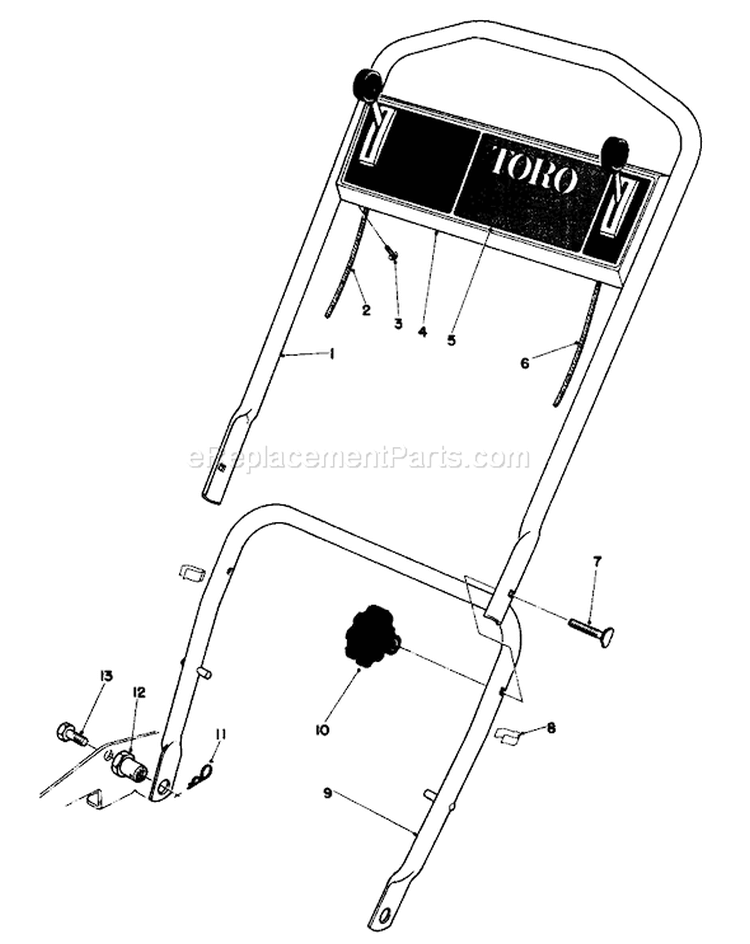 Handle Assembly Diagram and Parts List for 18060 9000001-9999999 - 1979 Toro Lawn Mower