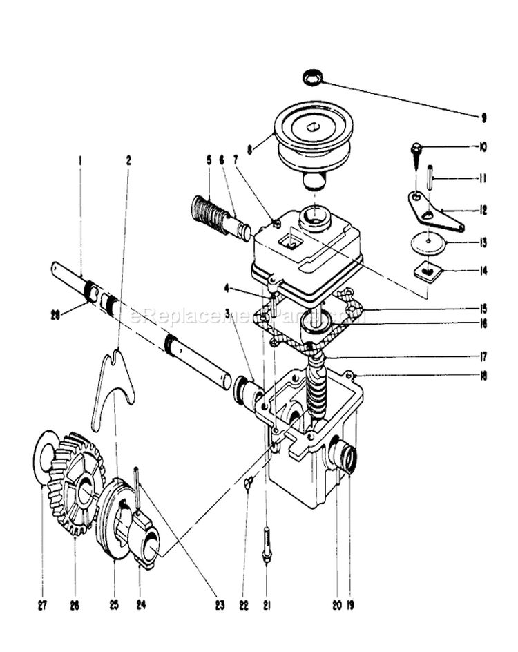 Gear Case Assembly Diagram and Parts List for 18085 9000001-9999999 - 1979 Toro Lawn Mower