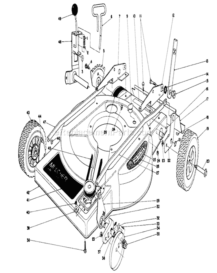 Housing Assembly Diagram and Parts List for 18085 9000001-9999999 - 1979 Toro Lawn Mower