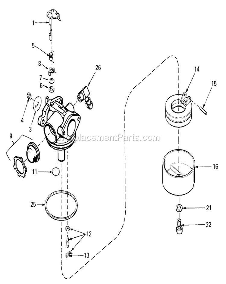Carburetor Diagram and Parts List for 18090 9000001-9999999 - 1979 Toro Lawn Mower