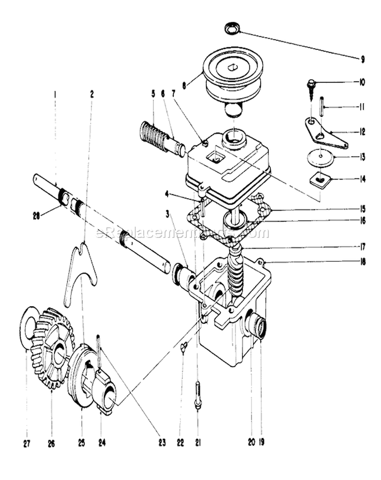 Gear Case Assembly Diagram and Parts List for 18095 9000001-9999999 - 1979 Toro Lawn Mower