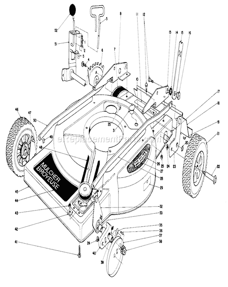 Housing Assembly Diagram and Parts List for 18095 9000001-9999999 - 1979 Toro Lawn Mower