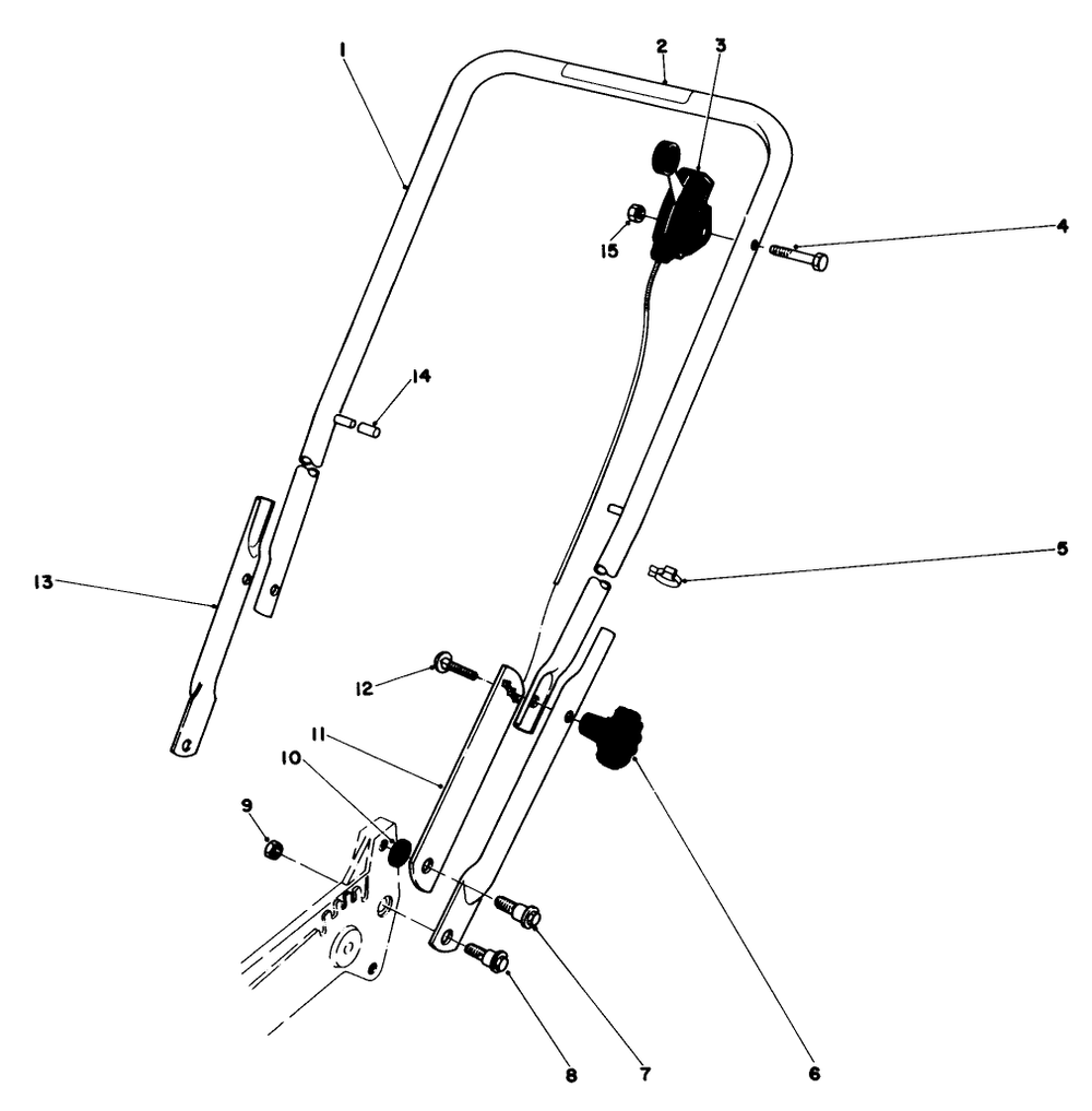 Handle Assembly Diagram and Parts List for 20700 2000001 - 2999999 Toro Lawn Mower