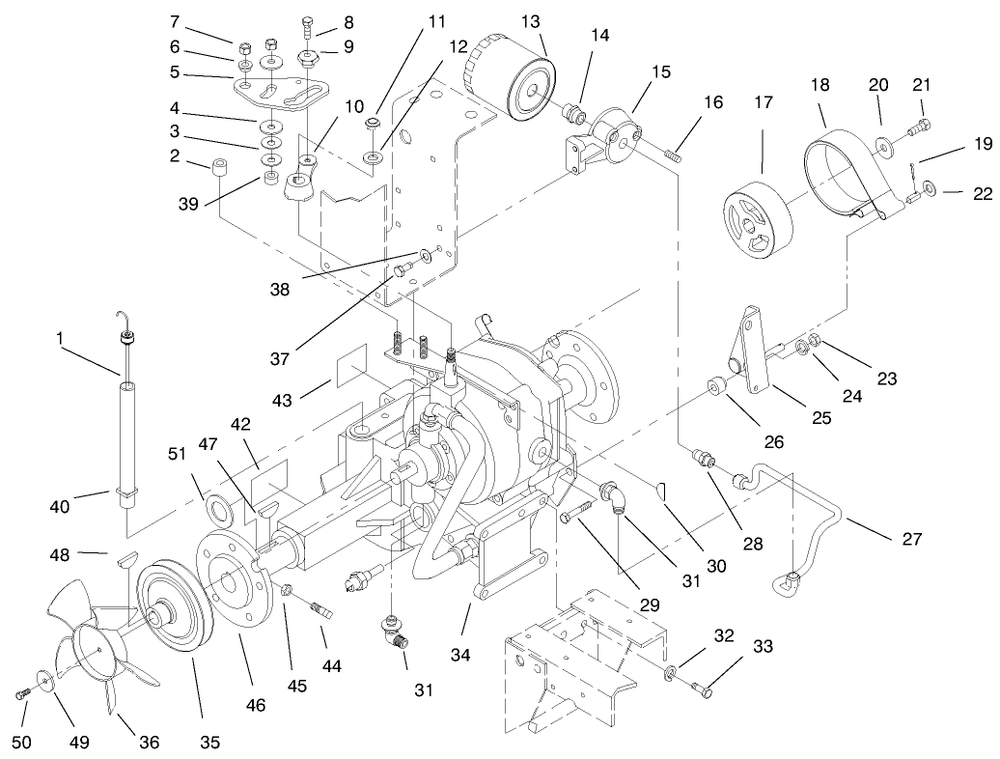 Transmission Control & Filter Assembly Diagram and Parts List for 73423 7900001 - 7999999 Toro Lawn Tractor