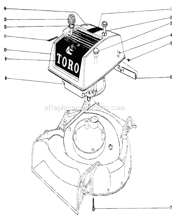 Engine Diagram and Parts List for 18171 1000001-1999999 - 1971 Toro Lawn Mower